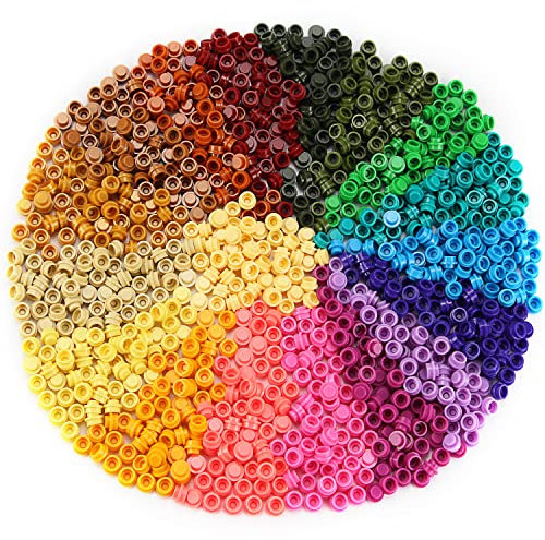 Feleph 1000PCS Multicolored Round Plates 1X1 Building Blocks MOC Pieces Dots Bulk Studs Accessories Compatible with Major Brand