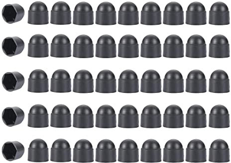100 Pcs Hex Nut Cover, M6 x 10 mm Black Bolt Dome Caps Covers,Plastic Dome Bolt Nut Protection Caps Cover for Bolts,Hex Hexagon Screws