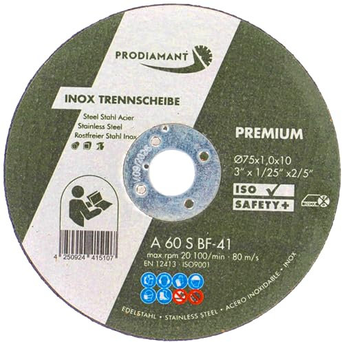 PRODIAMANT Trennscheibe 75mm x 1,0mm 25 Stück Inox Flexscheibe für Metall Stahl und Edelstahl