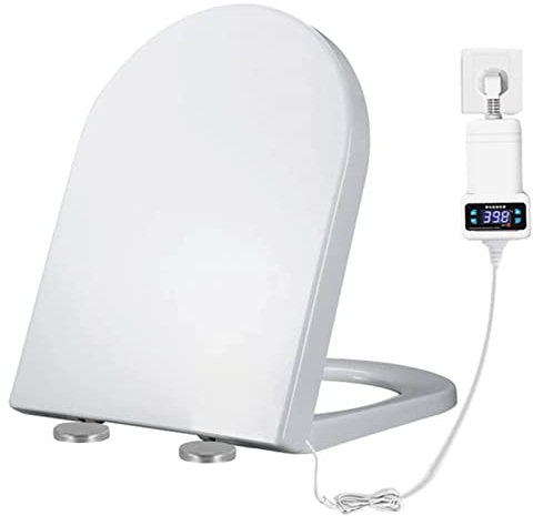 Electric Smart Toilet Seat with Adjustable Temperature, Soft Close, and Quick Release for Easy Cleaning - White Heated Loo Seat for a Luxurious Bathroom Experience