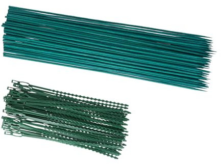 50 Bâtons de Plantation en Bambou de 40 cm - Tuteurs Verts pour Plantes, Fleurs et Tomates - Comprend 50 Attaches de Plantes