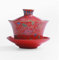 kaixiaochai Ceramic bowl Tureen tea infuser Chinese tea cup tea set with tray royal albert tea set japanese style pink (Floral Brocade World (Red))