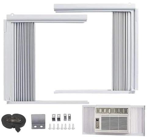 Paneles laterales de aire acondicionado de ventana con marco, panel lateral de CA de aislamiento ajustable, se adapta a la mayoría de unidades de CA de ventana de 5000 BTU, marco incluido