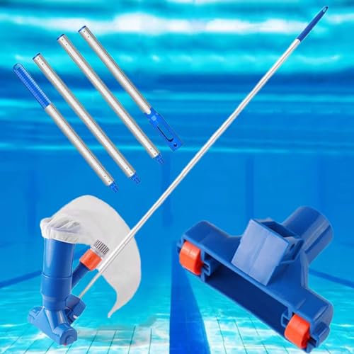 Rusopobe Pool Reinigungsset oberirdisch mit Poolbürste, 4 teilige Stange 68 Zoll Pool Wartungsset Pool Vakuum Jet Reiniger Pool Wartungsset