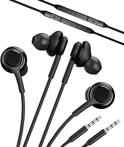3.5mm Klinke Kopfhörer Mit Mikrofon 1,2 M Kabel(2 Stück) für Headset Wired In-Ear Ohrhörer Kabelkopfhörer Phone Headphone Anschluss PC Kompatibel für Samsung Galaxy S6 Edge+ S7 Active S10+ Android