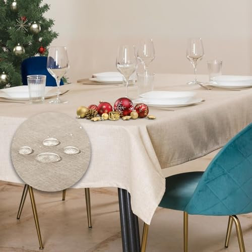 Tischdecke Outdoor Abwaschbar 80x80 Beige Gartentischdecke Tischdecken Wetterfest Wachstuchtischdecke Table Cloth Made in Italy für Den Außenbereich Tischtuch
