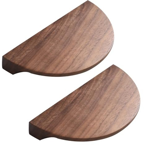 JMCXSM592 2 Stück Möbelgriffe Holz Kinderzimmer halbrund Schrankgriff Walnuss Profilgriff halbmondförmig Türklinken Kleiderschrankgriffe Türgriff Schubladen Knöpfe (10cm)