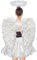Disfraz de ángel blanco para adulto, 3 unidades, disfraz de ángel blanco, 60 cm, falda de tul de 70 – 110 cm, alas de ángel para mujer, alas de ángel para adultos, falda tutú, alas de ángel para niños