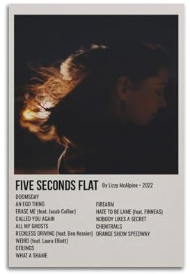 FGTGWFC Lizzy McAlpine Five Seconds FlatAlbum-Cover-Poster, Musikposter, Leinwand, Wandkunst, Poster, Schlafzimmer-Dekor, Jugendhaus-Dekor, Kunst, 30 x 45 cm, ungerahmt, 28