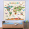 DECOWALL TP-012 Wandteppich mit Dinosaurier-Weltkarte, 150 x 130 cm Poster für Kinder pädagogisches Lernen Wandbehang für Schlafzimmer Wohnzimmer Kinderzimmer Wohnheim Heimdekoration Kunst Klassenzimm