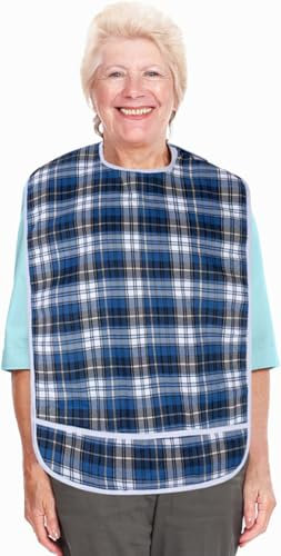 GEDRACKPMYN Protector de Ropa Reutilizable, Babero Impermeable para Adultos para Hombres con recogedor de Migas, Babero Lavable a máquina, Forro Interior Que Evita Las Manchas.