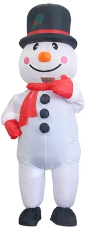 Irishom Inflatable Christmas Snowman Costume Funny Clothes Christmas Snowman Costume Air Blow-Up Suit Holiday Party Cosplay Costume for Women Men Adult with Blower Battery Box-Not Include Battery