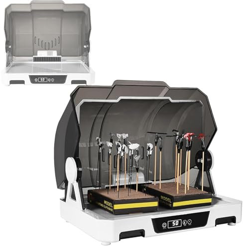 HYYKEJI Portable Airbrush Spray Booth with Dust Cover, Paint Spray Drying Box, Adjustable Temperature and Time Setting, for Models, Arts, Crafts