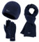 Mütze Herren Damen Winter Warm Touchscreen Handschuhe und Lang Schal Set mit Dick Fleece Gefütterte Thermo Wintermütze Strickmütze Beanie mit Bommel Schals Winterhandschuhe Strickhandschuhe