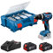 Bosch Professional 18V System Akku-Bohrschrauber GSB 18V-65 (bürstenloser Motor, Kopflänge 175, inkl 2x Akku ProCORE18V 4.0Ah, 82AC, L-Case)