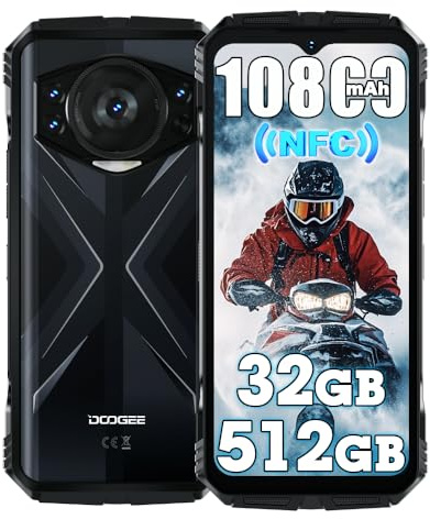 DOOGEE S118 Outdoor Handy Ohne Vertrag, 32GB+512GB/2TB MTK G100 Octa-Core Outdoor Smartphone Android 14, 6.6” FHD+ 10800mAh Baustellenhandy, 50MP AI Kamera, IP68 Wasserdicht/NFC/GPS, Schwarz