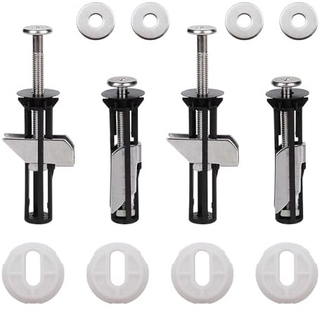 MIPIACE 4 Pezzi WC Viti Fissaggio,Accessori per Sedile WC,Cerniere Copriwater con 8 Rondelle,Fissaggio per Sedili WC,Fissaggio Dado di Gomma per Fissare Tavoletta WC
