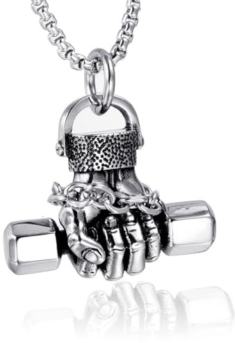 Sumpgle Herren Gym Hantel Anhänger Halskette Mode Titan Stahl Schmuck Strongman Gewichtheben Charme