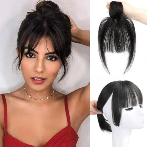 Haar Toppers für Frauen, Clip in Synthetische Haarteile Hair Toupet mit Pony, Haar Topper Spitze Basis, Haar Oberkopf Flauschiger Hair Topper für Schütteres Haar
