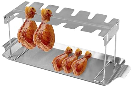 Hähnchenschenkel Halter Für 12 Keulen, Robuster Hähnchen Grill Ständer Für Schenkel, Hähnchenkeulenhalter Aus Edelstahl Mit Auffangschale, Hähnchenbräter Für Backofen