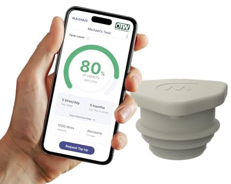 Magnus HAWKi Smart Tank Level Monitor Radar Gauge - Bluetooth Connection to Phone App, Universal Fit - No Drilling Required - Fuel Level Gauge for Oil Tanks (For Steel Tanks)