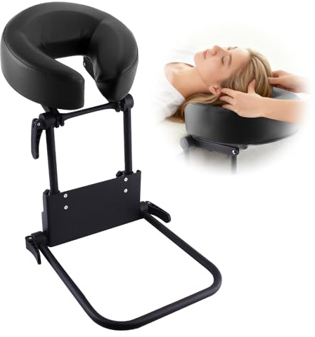 EBANKU Appui-tête réglable avec coussin pour le visage et berceau, kit de massage pour le dessus du matelas à domicile avec coussin pour le visage et support de berceau (Noir)
