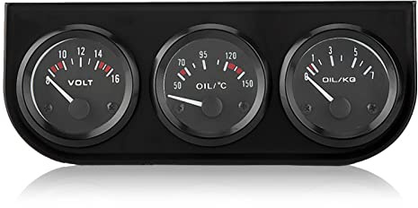 TIKATARER 3-in-1-Auto-Messgerät-Set, Voltmeter, Wassertemperatur-Öldruckmessgerät, Professionelles 12-V-Messgerät, Ideal für das Auto, Einfache Installation