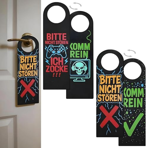 Bitte Nicht Stören Schild für Kinder, 2Stück Türanhänger aus Filz, Zocker Geschenk, Gamer Zimmer Deko, Coole Geschenkidee für Teenager, Jugendzimmer Deko Gaming Zimmer Accessoire.