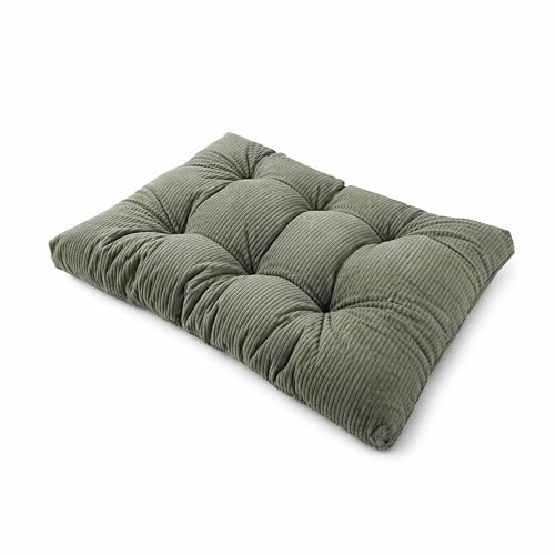 POKAR Palettenkissen Sitzkissen 120x80x12 cm aus Cordstoff | Gestepptes Sitzpolster für Europalettenmöbel | Loungekissen für Palettensofa und Gartenmöbel | Oeko-TEX | Made in EU | Khaki