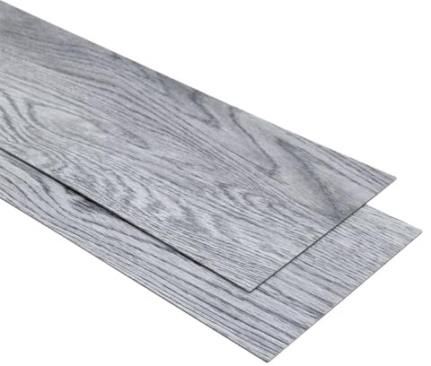 Warmiehomy 36 Pieces/5㎡ PVC Self-Adhesive Flooring Planks(Light Grey Oak) | 91.5×15.2×0.2cm Waterproof Peel and Stick Floor Tiles, Durable Vinyl Floor Planks for Kitchen Bathroom Living Room