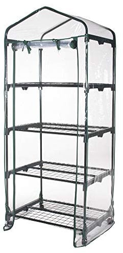 VERDELOOK | Serra a 4 Ripiani con Ruote in Acciaio Verniciato con Telo Trasparente in PVC, 69x49x157 cm, Serra da Giardino e Balcone, per Protezione Piante, per Giardinaggio