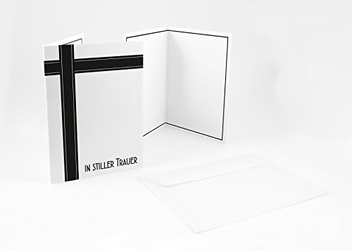 10 Beileidskarten,Trauerkarten + Umschlag In stiller Trauer(schwarz weiß), A6,