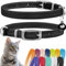 CollarDirect Leder Katzenhalsband mit Sicherheitsverschluss 21,5 cm Schwarz, Elastischer Gurt und Glocke für Kleine Katzen