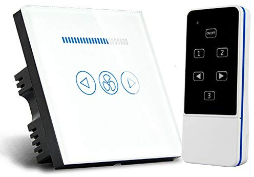 UK Standard Remote Control Touch Fan Speed Switch Ceiling Fan Control Wall Switch,White Crystal Glass