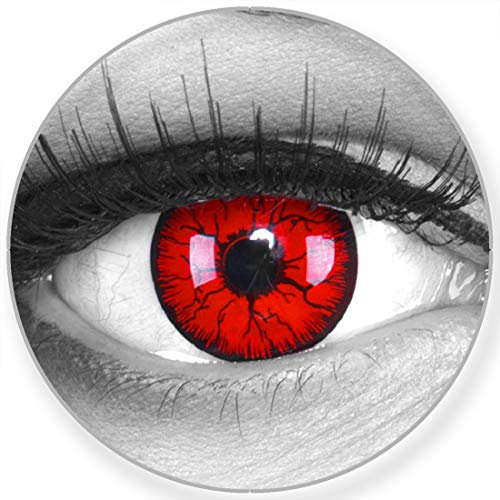 Funnylens Farbige schwarze Kontaktlinsen Metatron mit Stärke - weich ohne Stärke 2er Pack + gratis Behälter – 12 Monatslinsen - perfekt zu Halloween Karneval Fasching oder Fasnacht -4.50