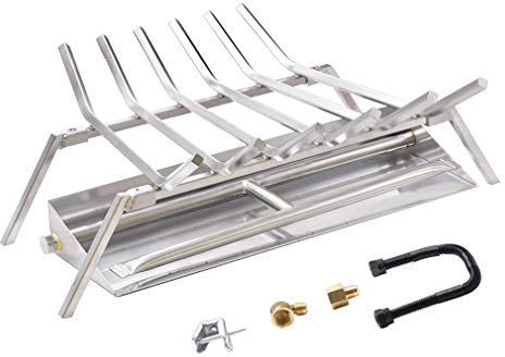 Skyflame - Rejilla para Chimenea con Quemador Doble y Kit de conexión para Gas Natural, 61 cm