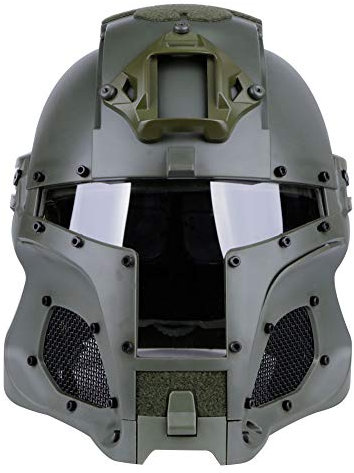Mittelalterlicher Iron Knight Tactical-Helm, NVG-Militärhelm mit ballistischem Seitengitter, Airsoft Paintball-Vollmaske mit Schutzbrille