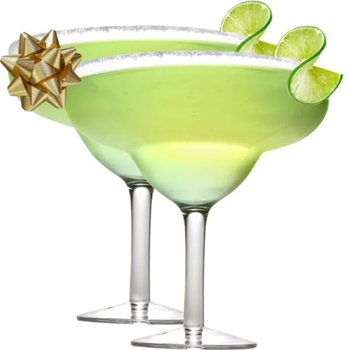 XL Margarita Glasses (2 Pack)- 33 oz per Giant Glass - Fits 3 Regular Margs - Fun for Tequila Lovers, Birthdays, Mexican Dinner Night & Cinco De Mayo Parties - Jumbo Glasses for Mother's Day Gift