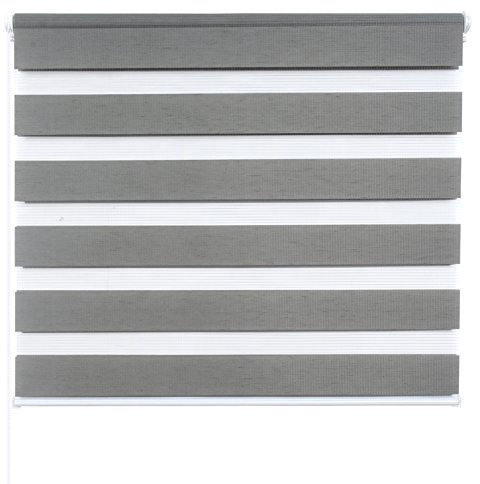Doppelrollo ohne Bohren Klemmfix, Duo Rollo Seitenzugrollo mit Klämmträgern, Sicht und Sonnenschutz für Fenster Tür Wand, lichtdurchlässig u. Verdunkelnd (Holzoptik Grau, 100 x 150 cm)