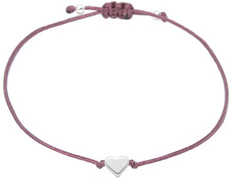 Selfmade Jewelry Armband Damen Silber Herz Handgemachtes Makramee Armbändchen mit Herzchen Handgemacht Inkl. Geschenk-Verpackung