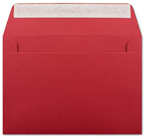 1000 gerippte Briefumschläge DIN C6 Rot - 11,4 x 16,2 cm - 100 g/m² Post-umschlag ohne Fenster Haftklebung mit Abziehstreifen - Colours-4-You