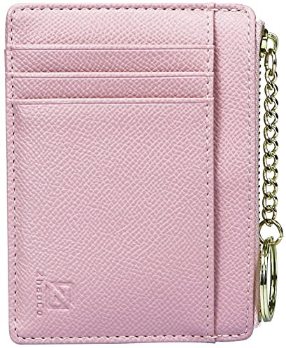 ZhaoCo Porte Monnaie Femme, Petit Portefeuille PU Cuir Porte Carte de Crédit Sac à Main avec à glissière Porte-clés pour Femme Ado Fille Cadeau - Rose