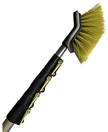 DOCAZOO Telescopic Pole for Cleaning - Window Cleaning Kit, Ceiling Cleaning, Feather Duster, Snow Removal, Window Squeegee, High Reach Indoor & Outdoor Kit - (30 Ft Extension Pole with Hard Brush)