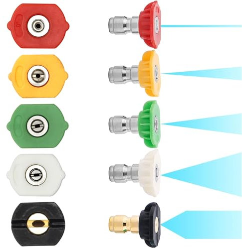 MroMax - Ugelli per Idropulitrici a Pressione Ugello Nebulizzatore in Acciaio Inox con Attacco Rapido, Confezione da 5 1pcs 0 110 Tonalità Argento