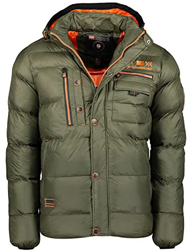 Geographical Norway Herren Steppjacke Winterjacke – Gefütterter Warmer Anorak - Outdoor Jacke für den Winter/Herbst im Bundle mit UD Beanie