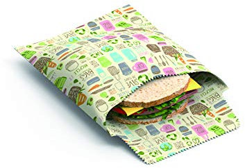 Tala Reusable Beeswax Food and Snack Bags, Zero Waste Patterned Design, 2 Bags Measuring 17 x 17 cm and 17 x 21 cm