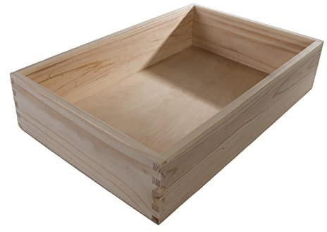 Rectangular Wooden Open Display Presentation Box | 36 x 23.5 x 7.5 cm | Fits 2x 75cl Wine Bottle | Non-lidded Container Organiser for Storage | Unpainted & Unfinished Plain Decorative Pine