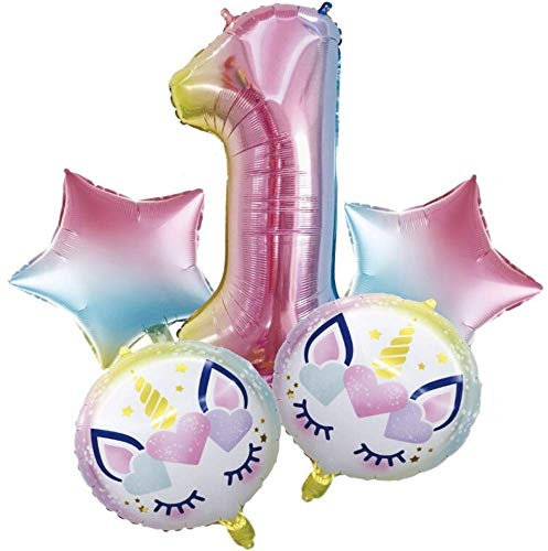 DIWULI Einhorn Deko Kindergeburtstag 1 Jahr Luftballon Set