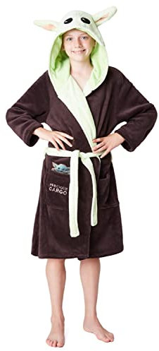 Star Wars Baby Yoda Vestaglia Bambino In Pile Con Cappuccio 3D 4-14 Anni, Idee Regalo Di Natale (Marrone/Verde, 13-14 Anni)