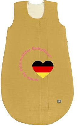 Odenwälder BabyNest Sommer-Schlafsack | Babyschlafsack ohne Ärmel | Kinderschlafsack ab 0 Monate | Sommerschlafsack atmungsaktiv & pflegeleicht | Baby-Schlafsack mit Reissverschlussschutz (476, 90)